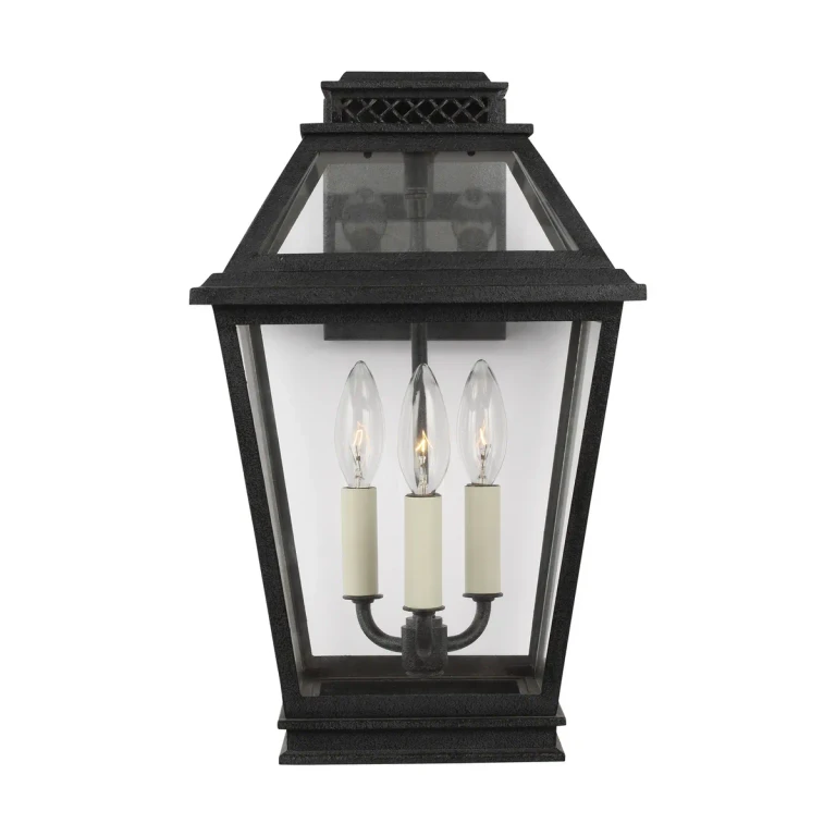 Visual Comfort Studio Falmouth 3-Light Outdoor Wall Light in Dark Weathered Zinc by Chapman & Myers