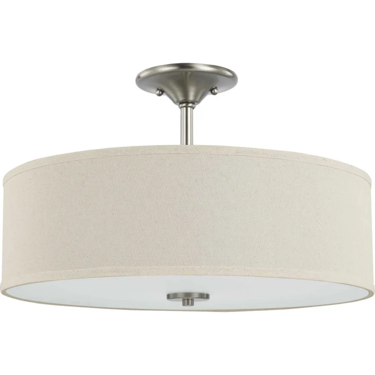 Brushed Nickel Three Light Semi Flush Mount from the Inspire Collection