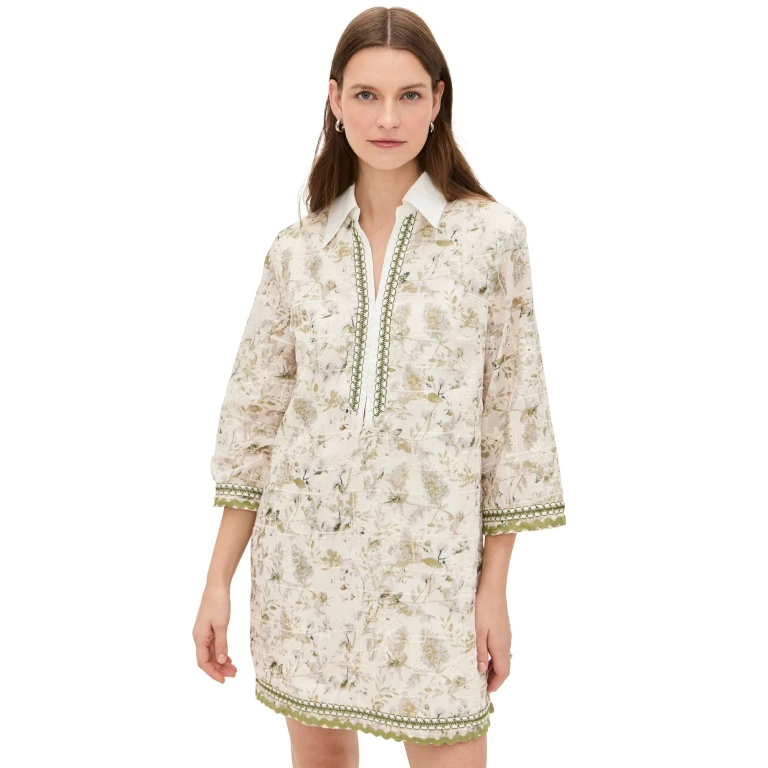 English Factory Floral Embroidery Mini Dress Green Multi M