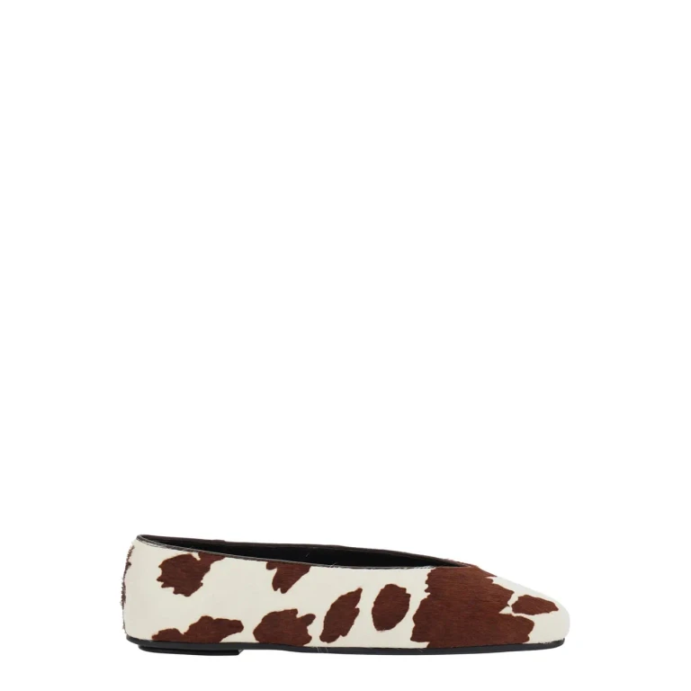 Jeffrey Campbell Brown Ballet Shoes With Animalier Print In Tech Fabric Woman