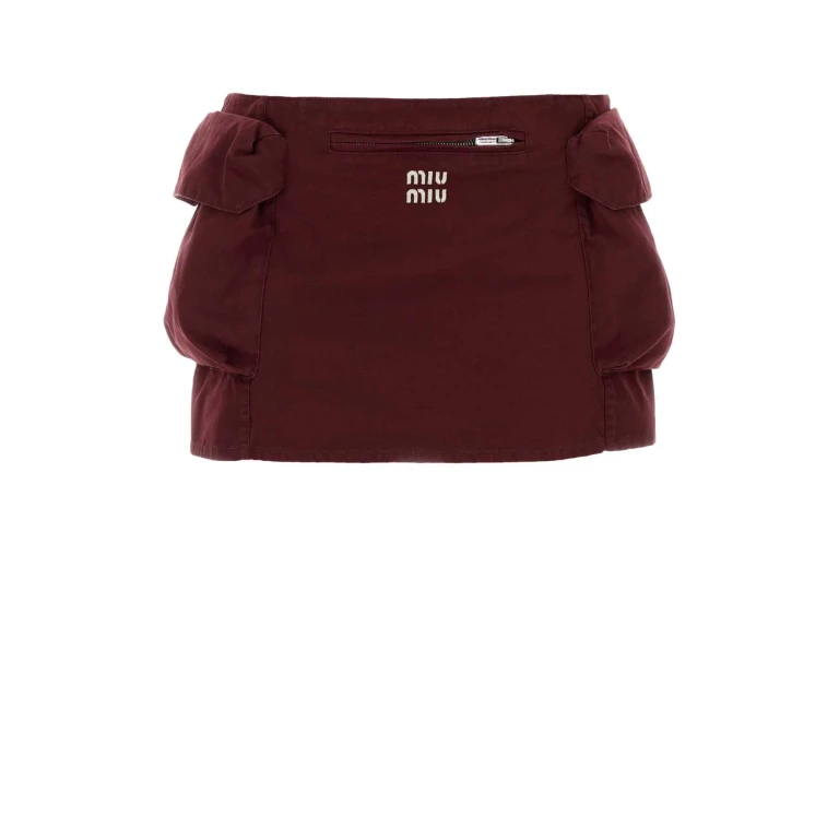 Miu Miu Burgundy Cotton Mini Skirt
