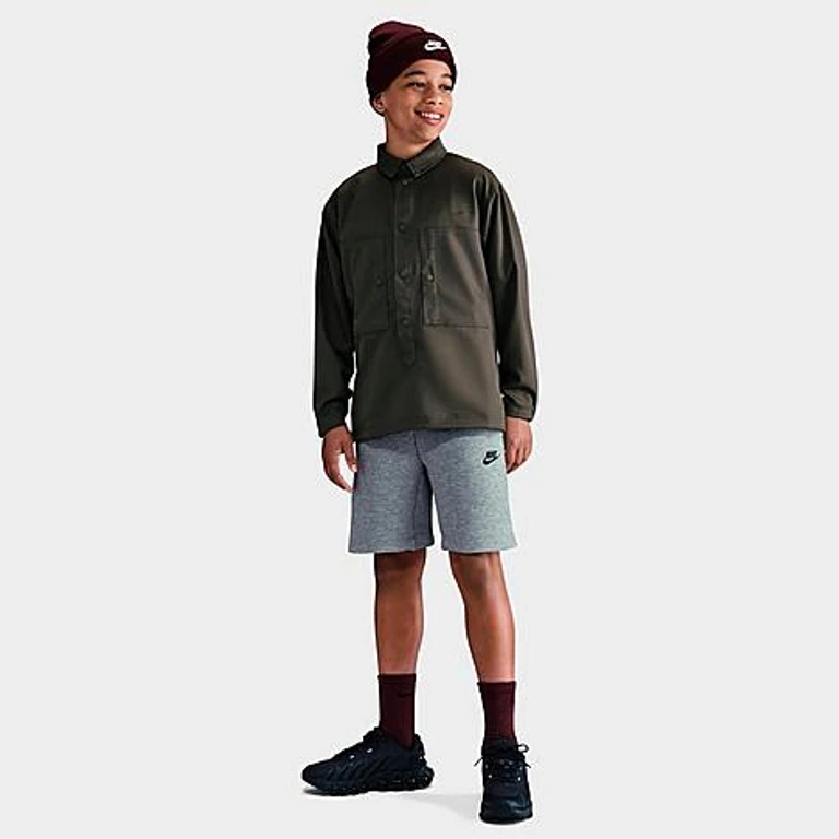 Nike Boys Big Kids Sportswear Tech Fleece Shorts in Obsidian/Black Size: XS