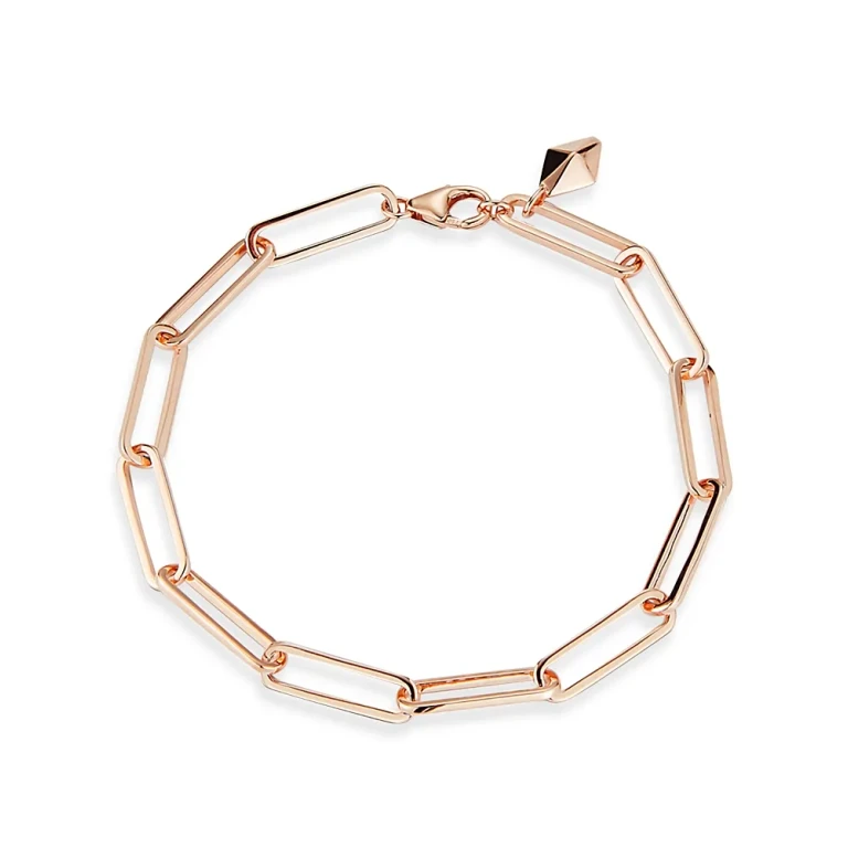 Walters Faith 18K Rose Gold Saxon Elongated Paperclip Link Chain Bracelet