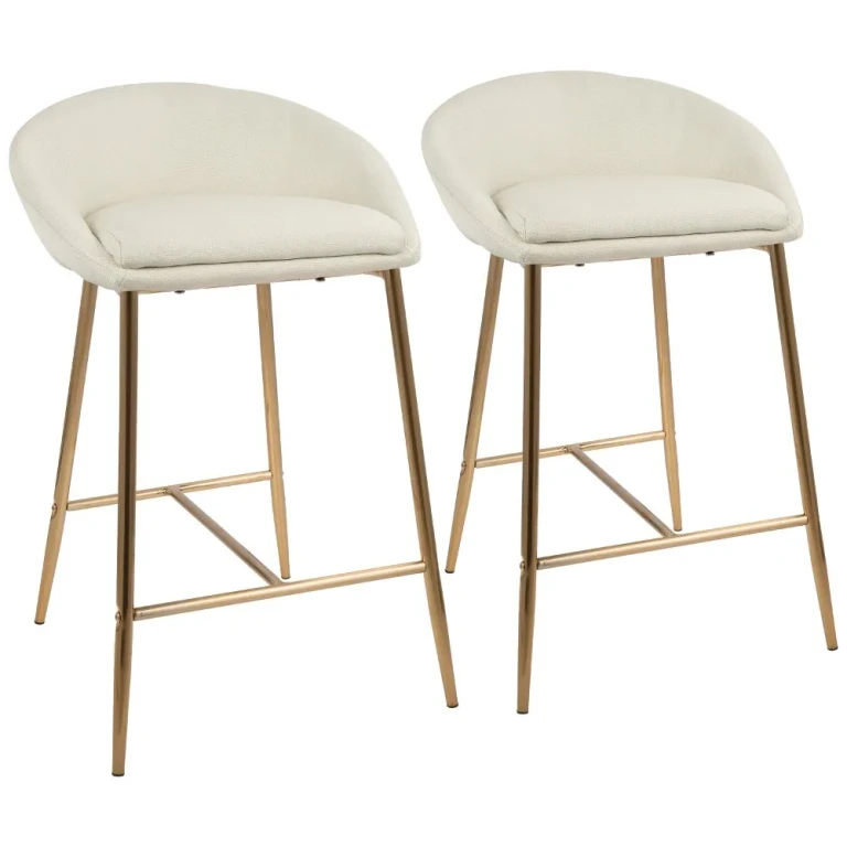 Contemporary Glam Cream and Gold 26 Inch Counter Height Stool (Set of 2) - Matisse