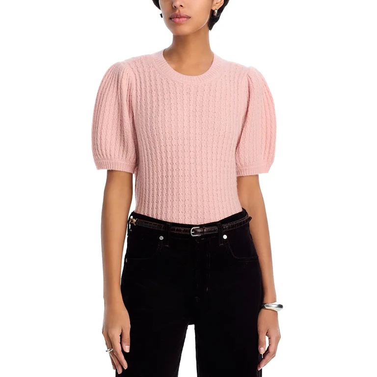 Paige Lucerne Cashmere Crewneck Cable Knit Sweater Top