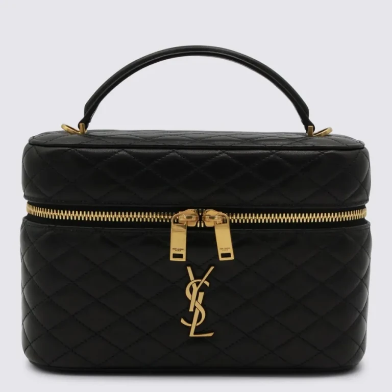 Saint Laurent Black Leather Ysl Gaby Vanity L Top Handle Bag