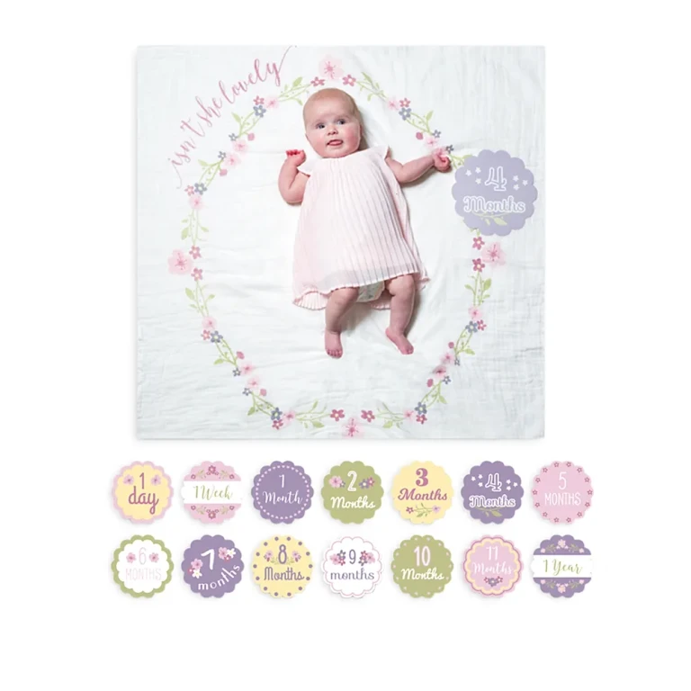 Lulujo Isn't She Lovely Baby Blanket & Age Cards Set