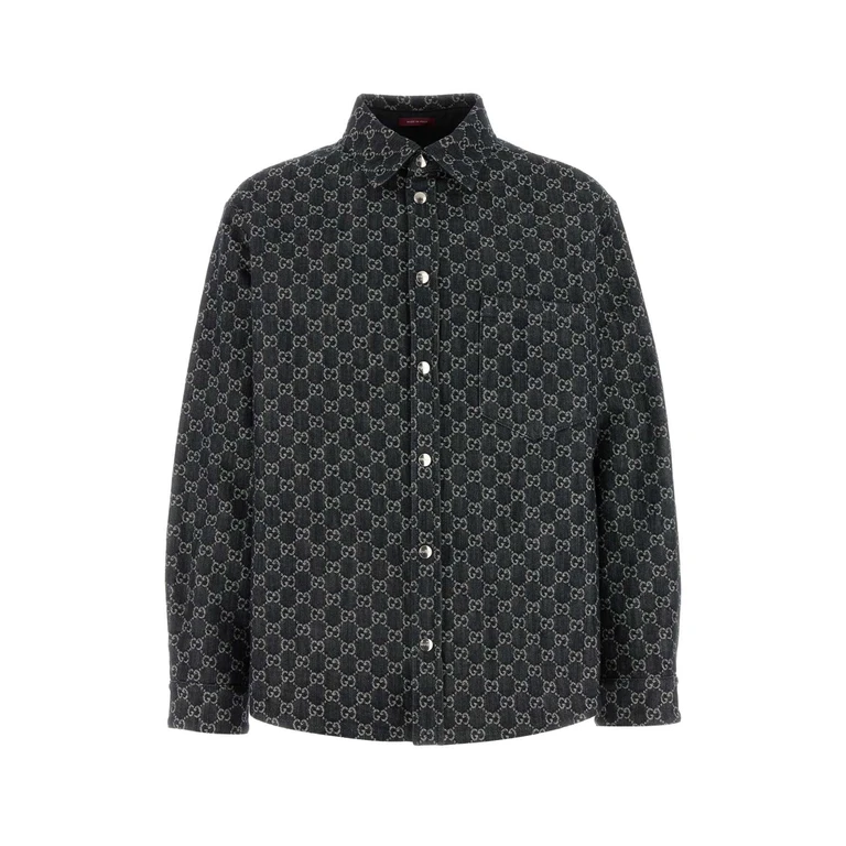 Gucci Embrodiered Denim Reversible Shirt Greynavy Camicie - Men