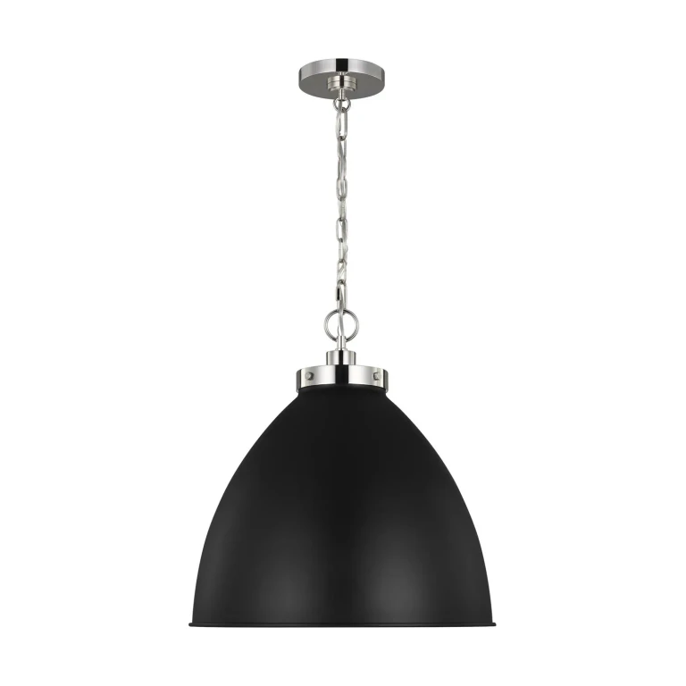 Visual Comfort Studio Wellfleet Pendant Light in Midnight Black And Polished Nickel by Chapman & Myers