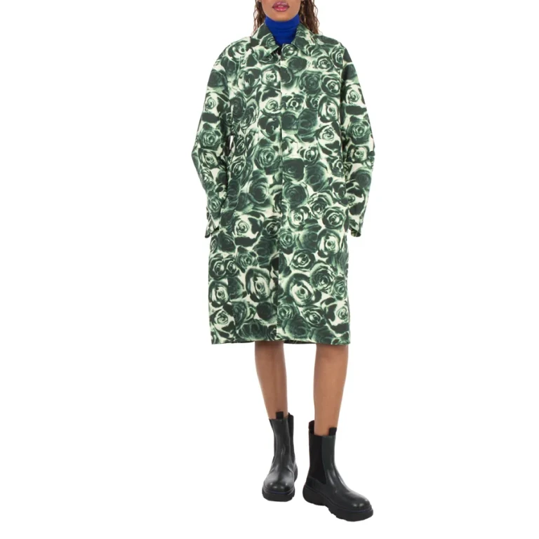 Burberry Long All Over Rose Print Raincoat