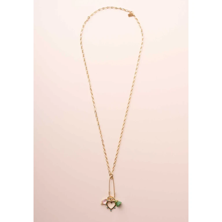 Necklace Patty Jade-Heart-Pink