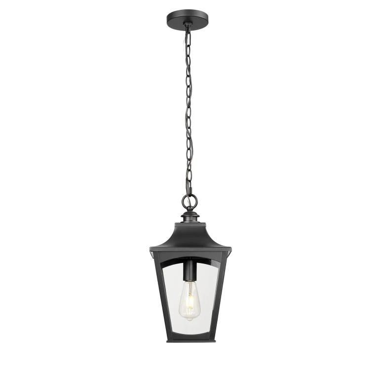 Powder Coated Black One Light Outdoor Hanging Lantern from the Curry Collection