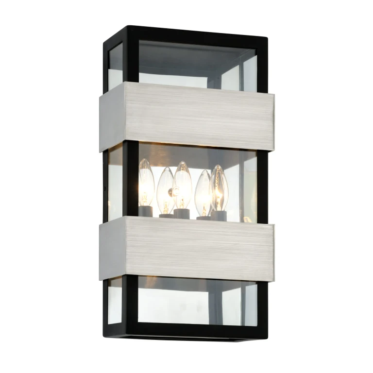 Black With Brushed Stainless Three Light Wall Sconce from the Dana Point Collection