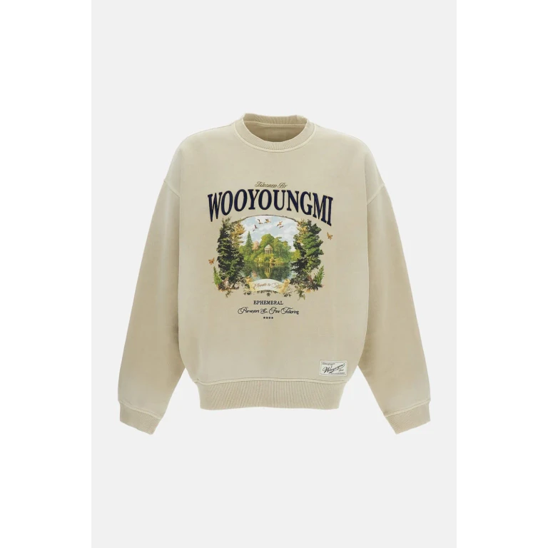 Graphic-Print and Contrast-Logo Cotton Crewneck Sweatshirt (W261TS25795E)
