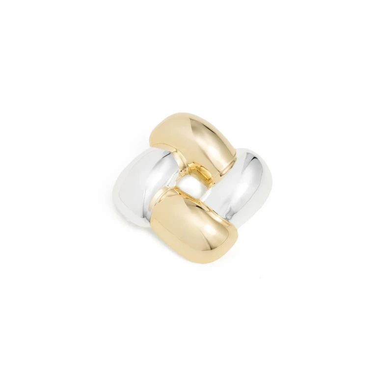 JENNY BIRD Woven Square Brooch Two-Tone One Size