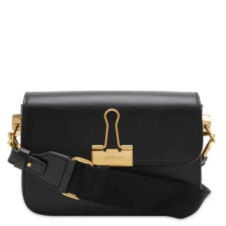 Off-White Black Leather Small Plain Binder Handbag