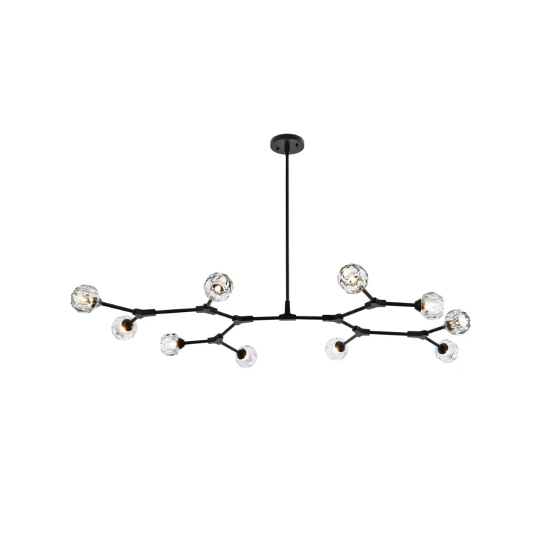 Black and Clear Ten Light Pendant from the Zayne Collection