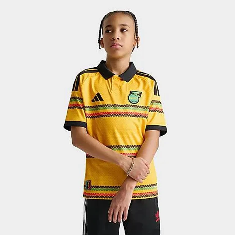 adidas Big Kids x Bob Marley Jamaica 26 Home Replica Soccer Jersey in Bold Gold Size: XS