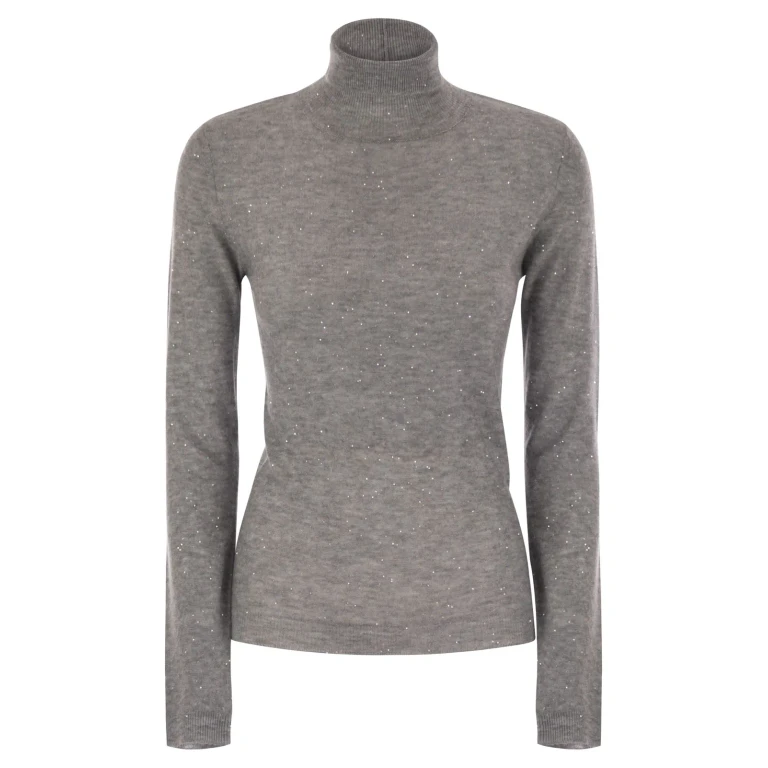 Fabiana Filippi High-necked Wool Sweater With Sequins