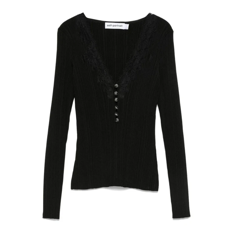 Self Portrait Pull Col Rond - Noir