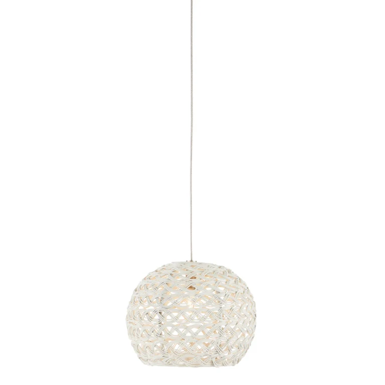 Piero 1-Light Pendant in White with Painted Silver