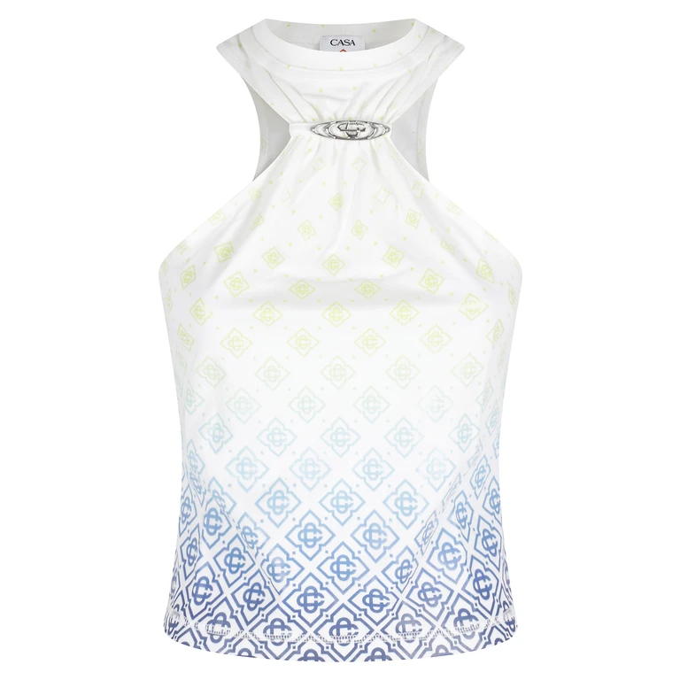 Casablanca Printed Draped Tank Top White Lyocell - Women