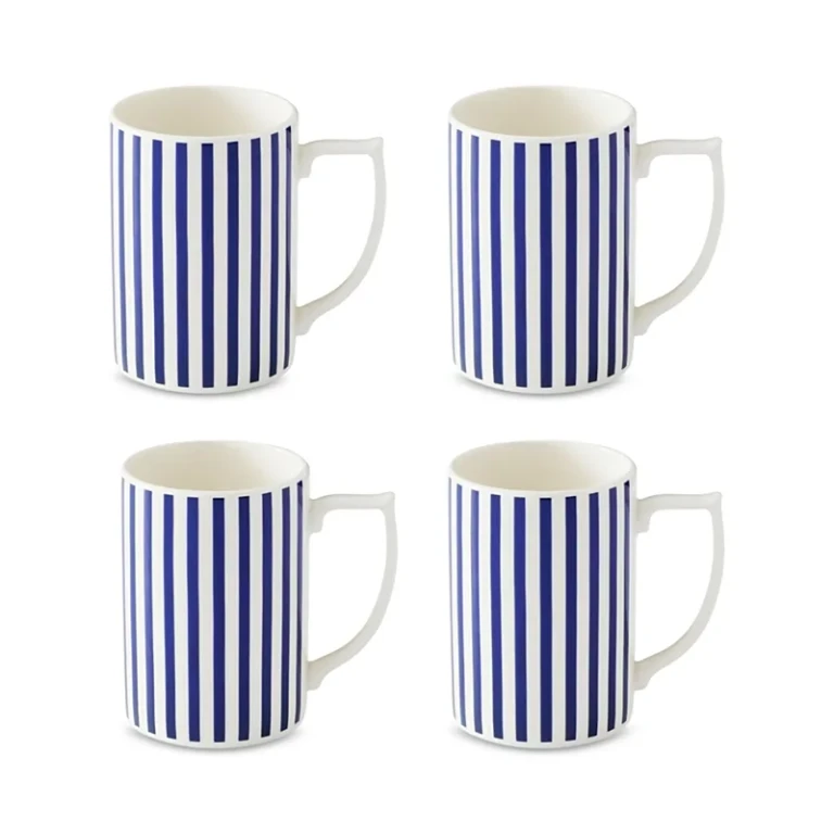 Spode Blue Italian Steccato Narrow Stripe Mugs, Set of 4