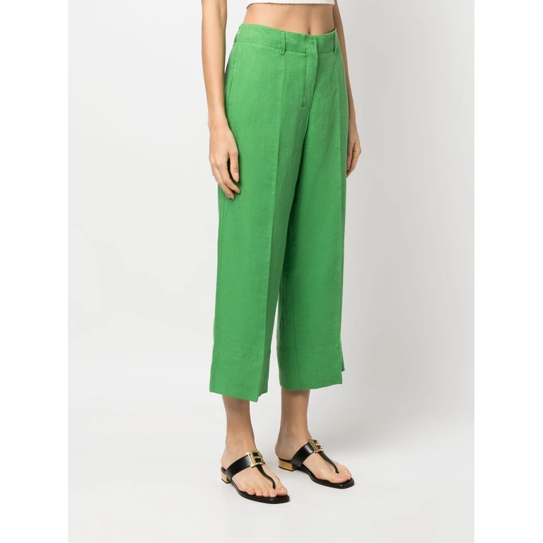 S Max Mara Trousers Green Linen - Women