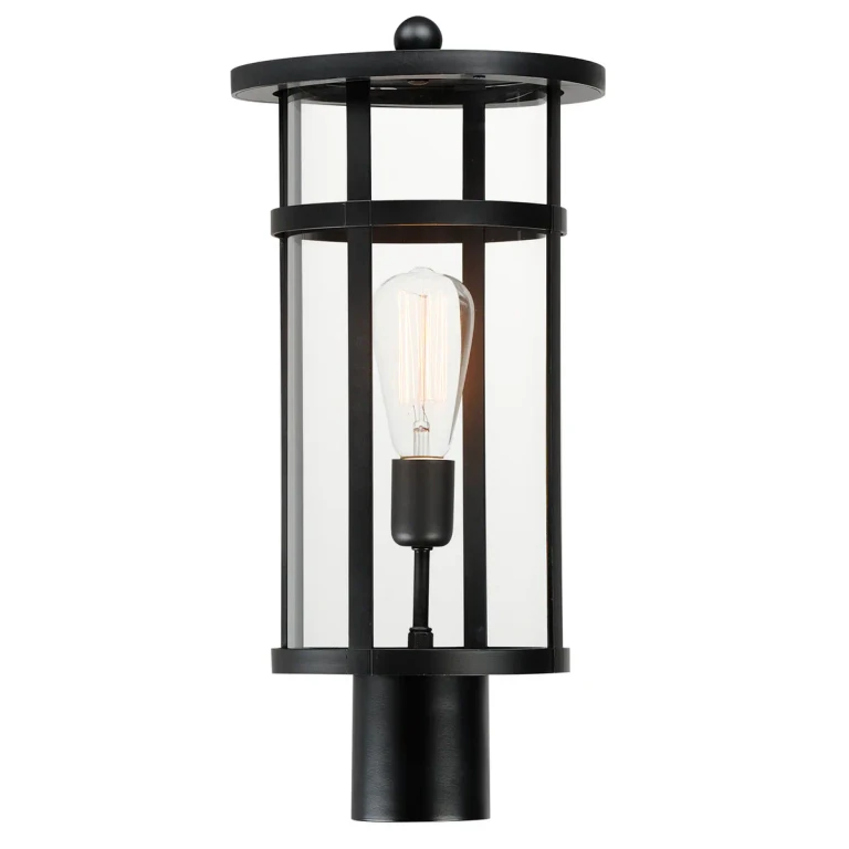 Black One Light Post Lantern from the Clyde Vivex Collection