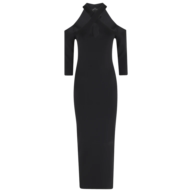 Federica Tosi Abito Lungo Scollo Incrociato Black Viscosa Poliammide Elastane - Women