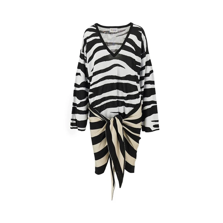 THE ATTICO Zebra striped knitted mini dress Woman 40