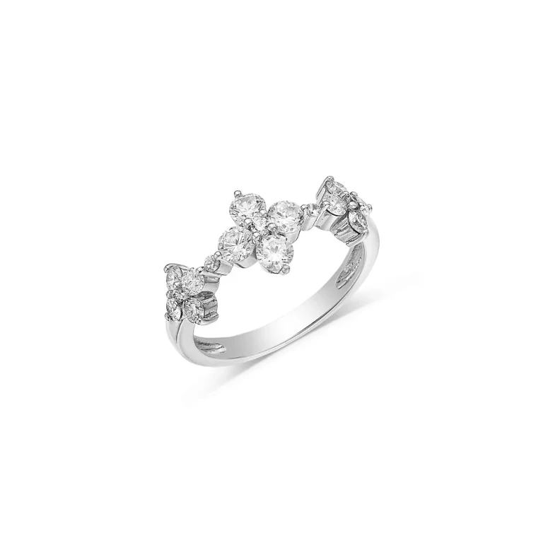 Diamond Clover Ring in 14K White Gold, 1.0 tcw