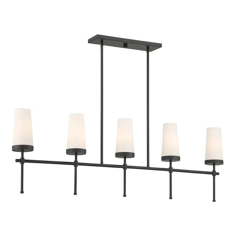 Matte Black Five Light Linear Chandelier from the Haynes Collection