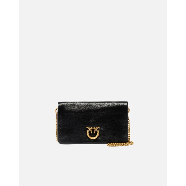Pinko - Petite pochette à bandoulière Love Bag Click Soft Horizontal Mini en cuir brillant