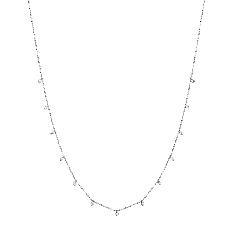 Diamond Droplet Necklace in 14K White Gold, 0.50 tcw