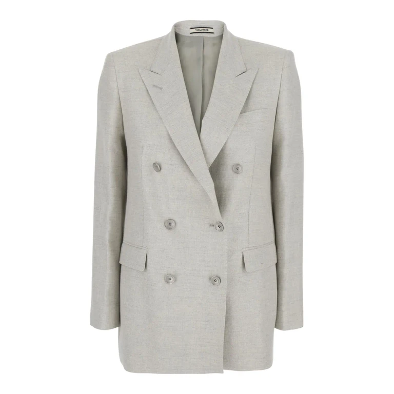 Tagliatore Jasmine Silk Wool Jacket With Collar And Front Closure In White Women