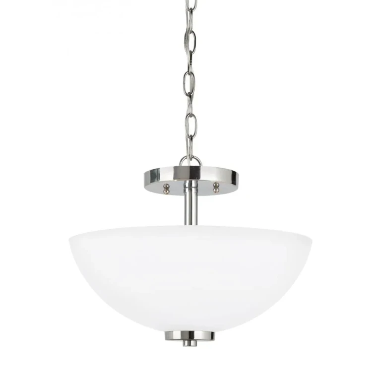 Chrome Two Light Semi-Flush Convertible Pendant from the Oslo Collection