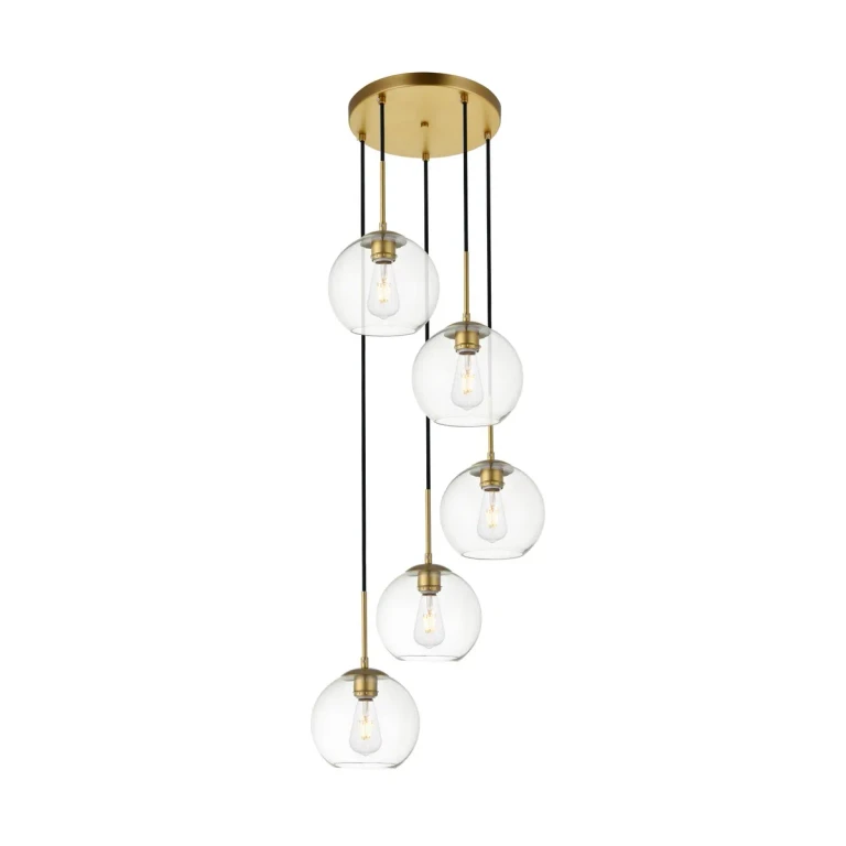Brass Five Light Pendant from the BAXTER Collection