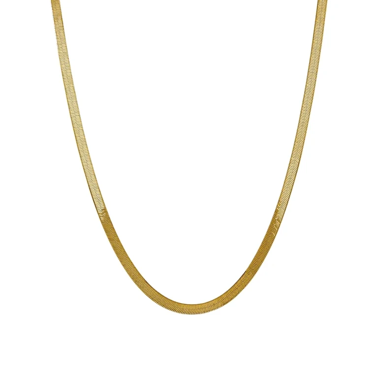Men's 14K Yellow Gold 5mm Herringbone Chain Necklace, 18