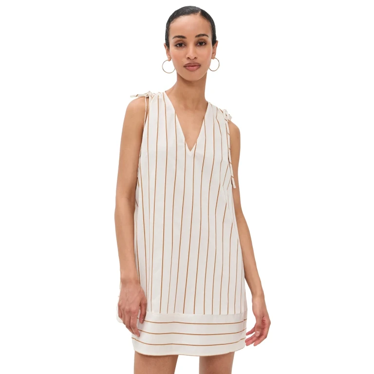 STAUD Elena Dress Solana Stripe XS