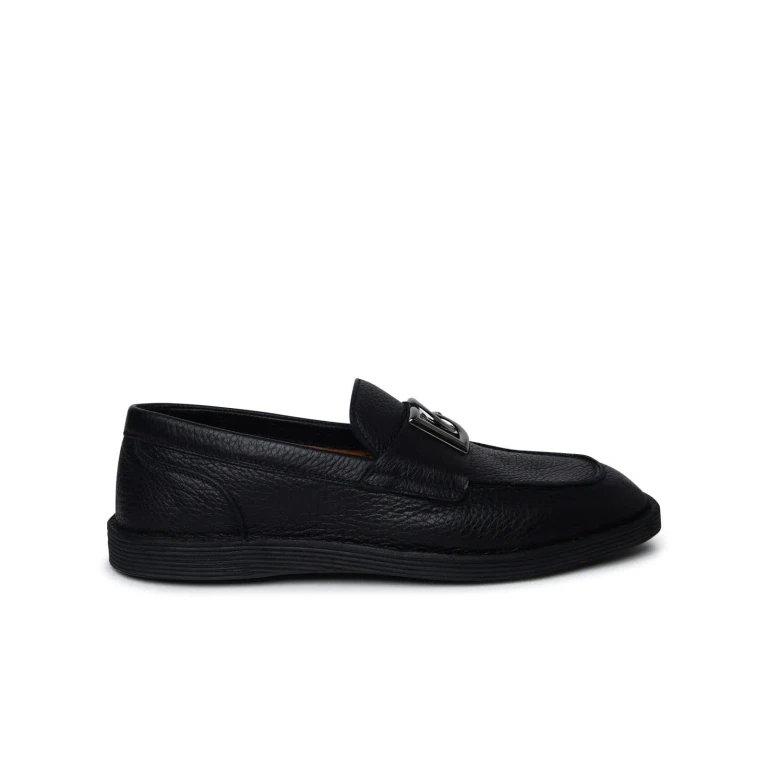 Moschino Black Leather Loafers