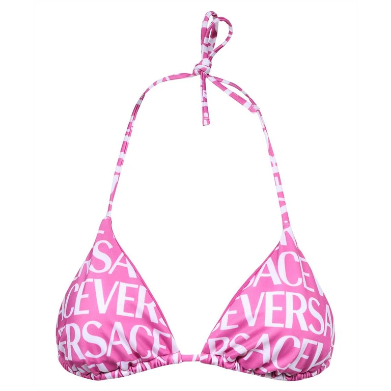 Versace All-over Logo Bikini Top