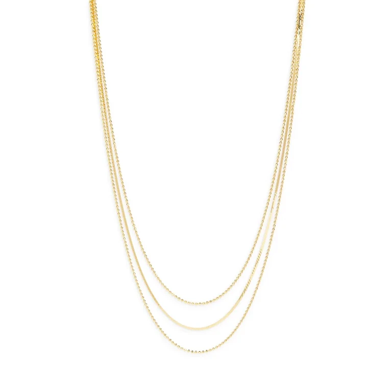Argento Vivo Ball & Herringbone Chain Layered Necklace in 14K Gold Plated Sterling Silver, 16-18