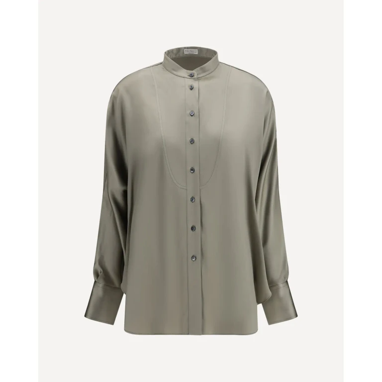 Chemise en soie Brunello Cucinelli avec détails monili Femme XS
