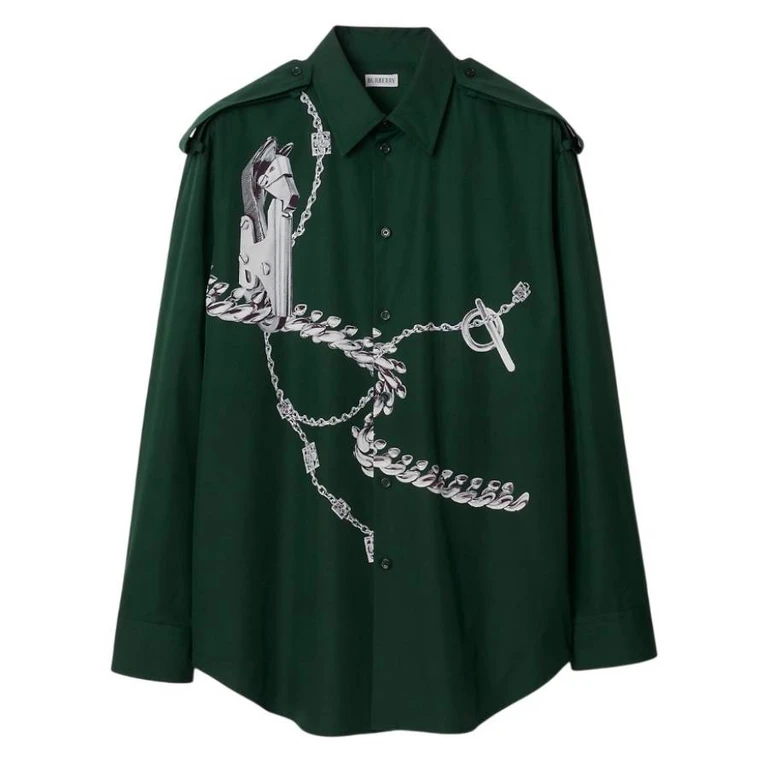 Burberry Knight Hardware Printed Cotton Shirt