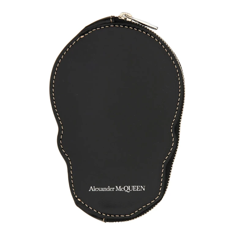 Tarjetero Alexander McQueen de piel plateada