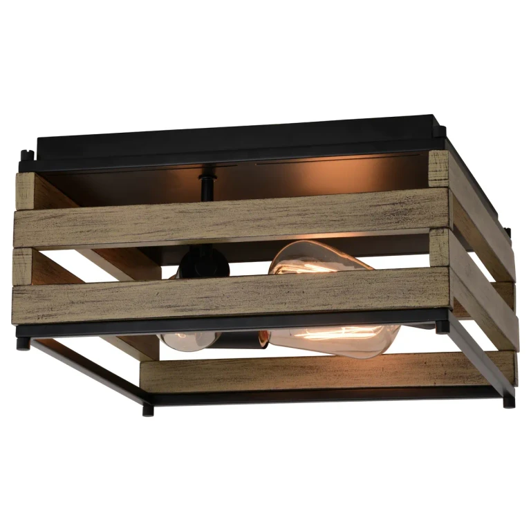Matte Black and Burnished Maple Three Light Flush Mount from the Ravenswood Collection