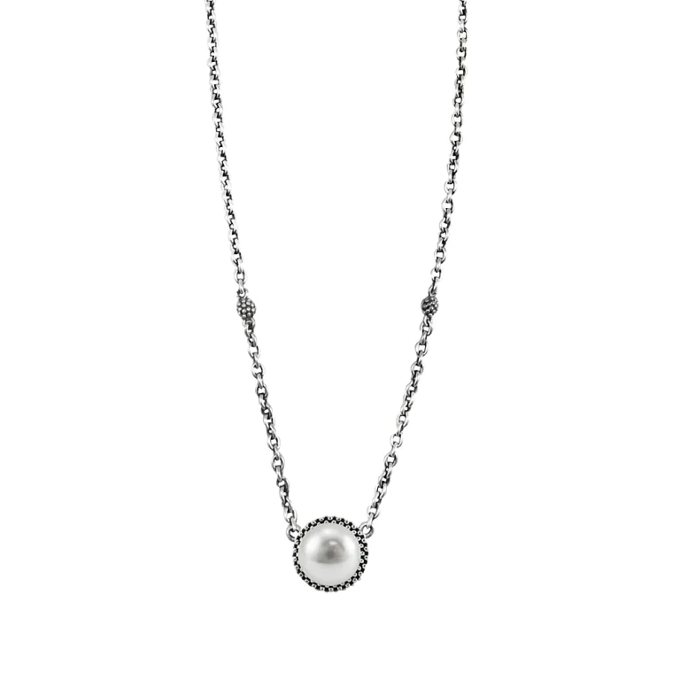 Lagos Luna Sterling Silver & Cultured Freshwater Pearl Pendant Necklace, 16