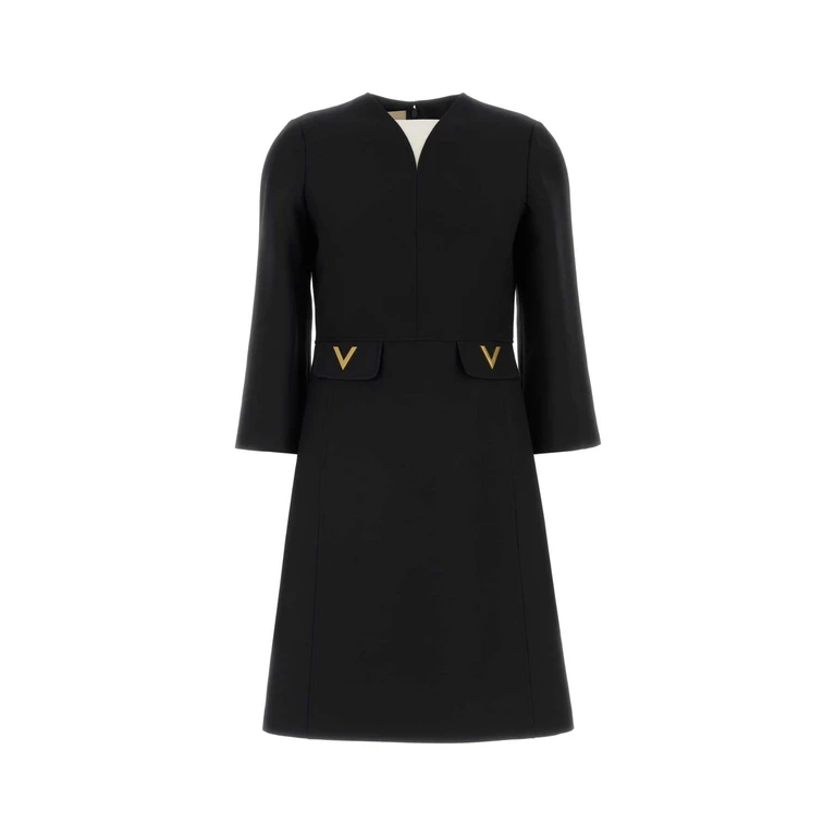 Black Crepe Couture Dress Nero Virgin Wool Silk Abiti - Women