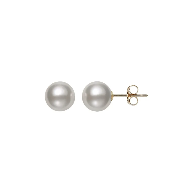 Akoya Cultured Pearl Stud Earrings in 14K Yellow Gold